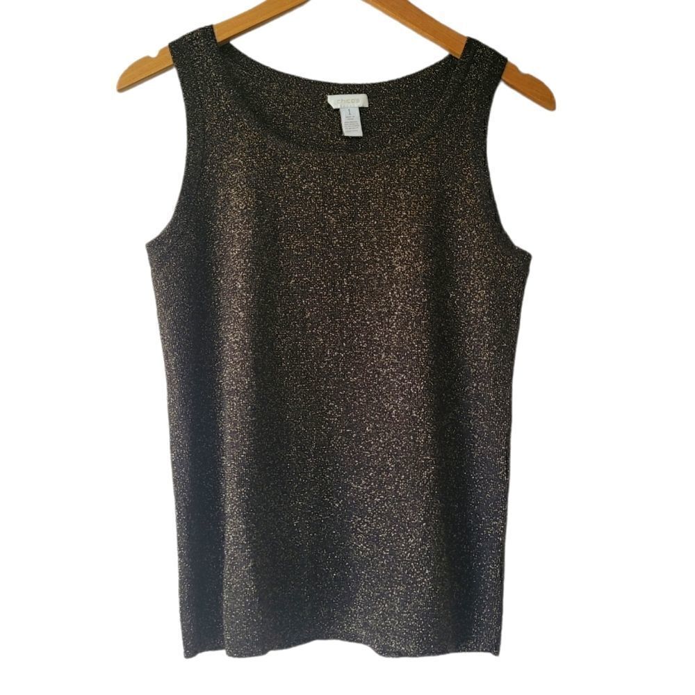 Chico's Brown and Gold Sleeveless Top - Size 1 / Medium